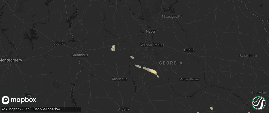 Hail map in Marshallville, GA on June 20, 2026