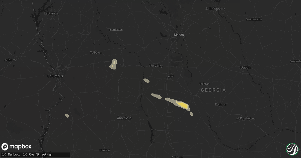 Hail map in Marshallville, GA on June 20, 2026