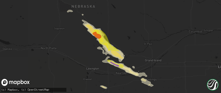 Hail map in Mason City, NE on June 20, 2026