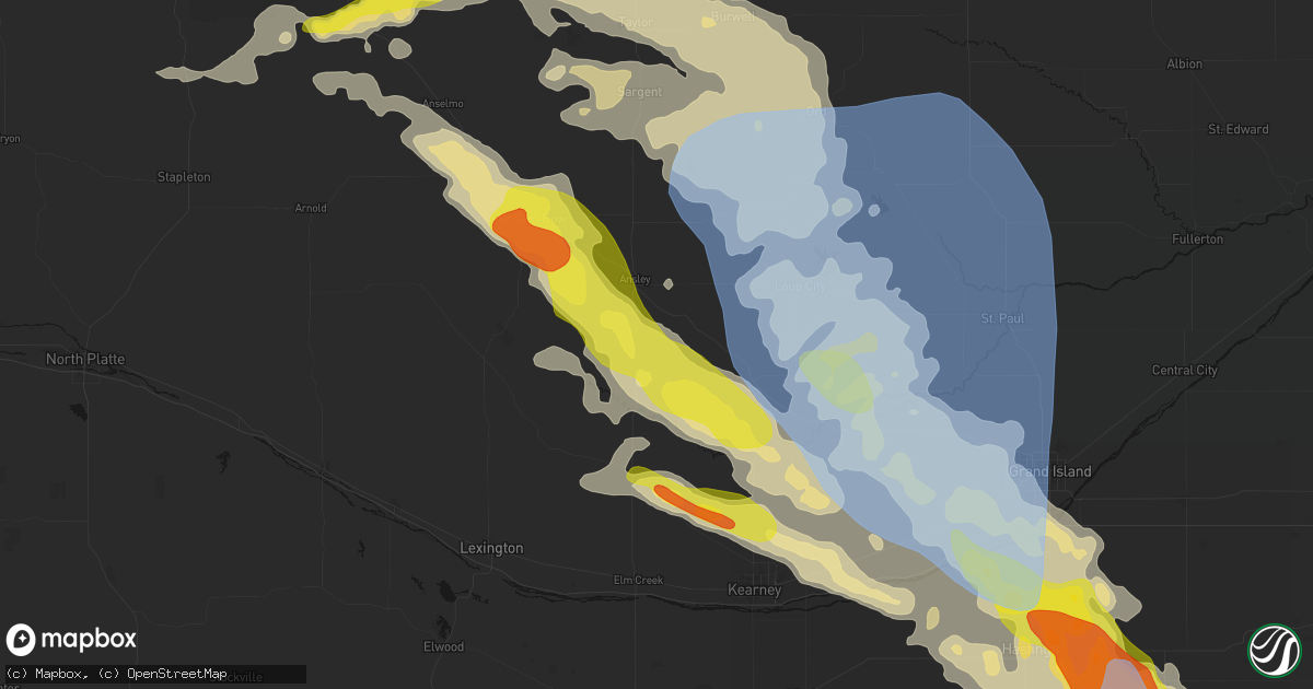 Hail map in Mason City, NE on June 20, 2026