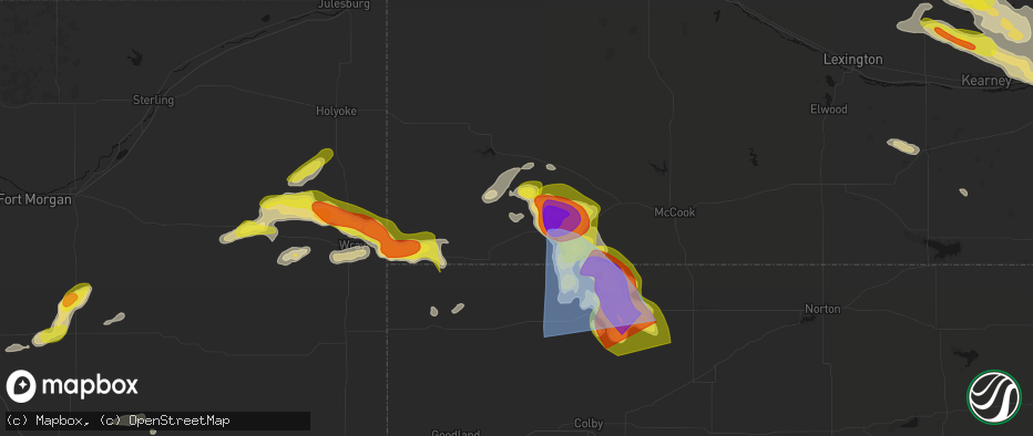 Hail map in Max, NE on June 20, 2026