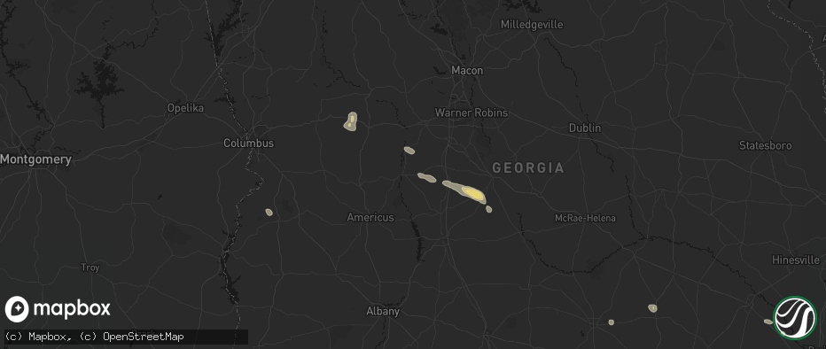 Hail map in Montezuma, GA on June 20, 2026