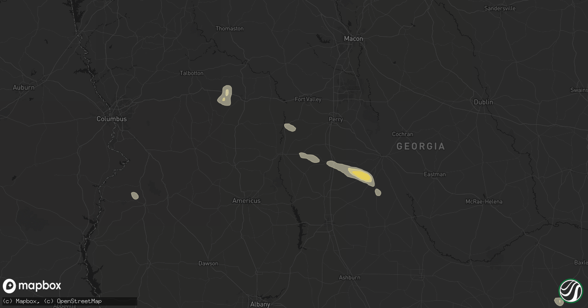 Hail map in Montezuma, GA on June 20, 2026