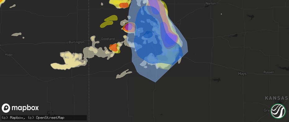 Hail map in Monument, KS on June 20, 2026