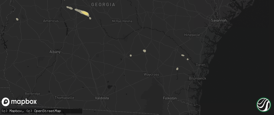 Hail map in Nicholls, GA on June 20, 2026