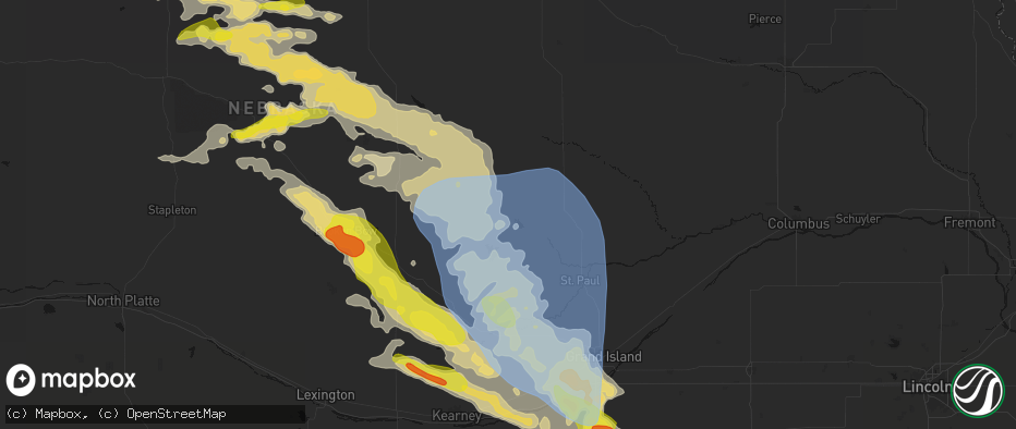Hail map in North Loup, NE on June 20, 2026
