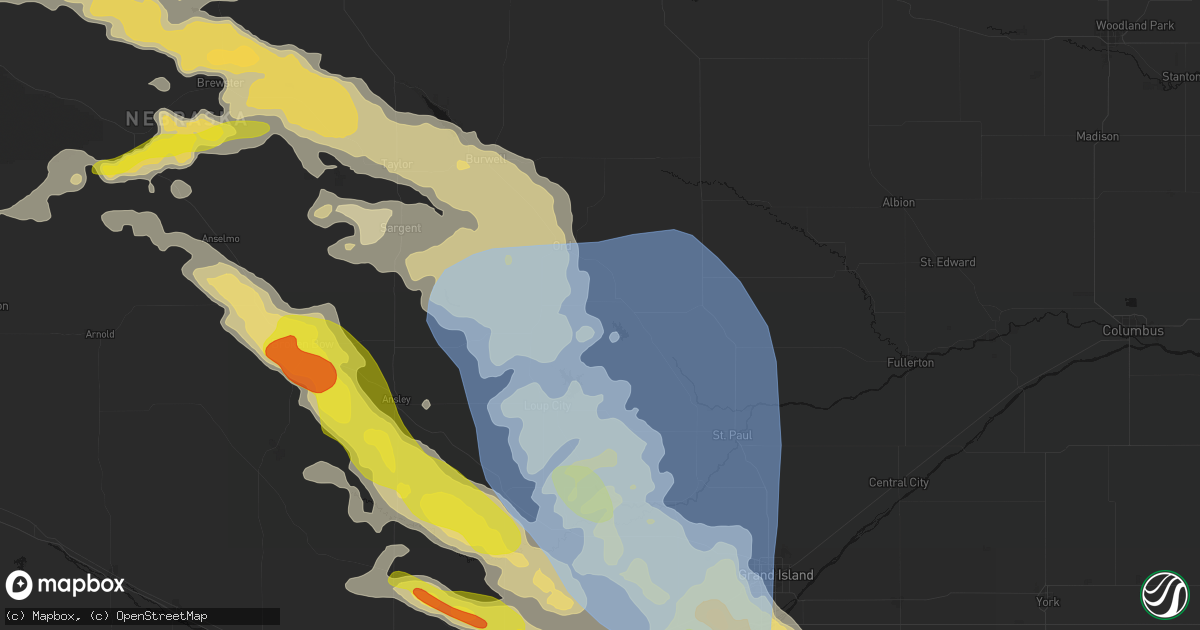 Hail map in North Loup, NE on June 20, 2026