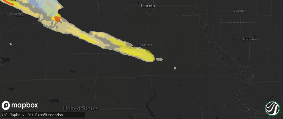 Hail map in Odell, NE on June 20, 2026
