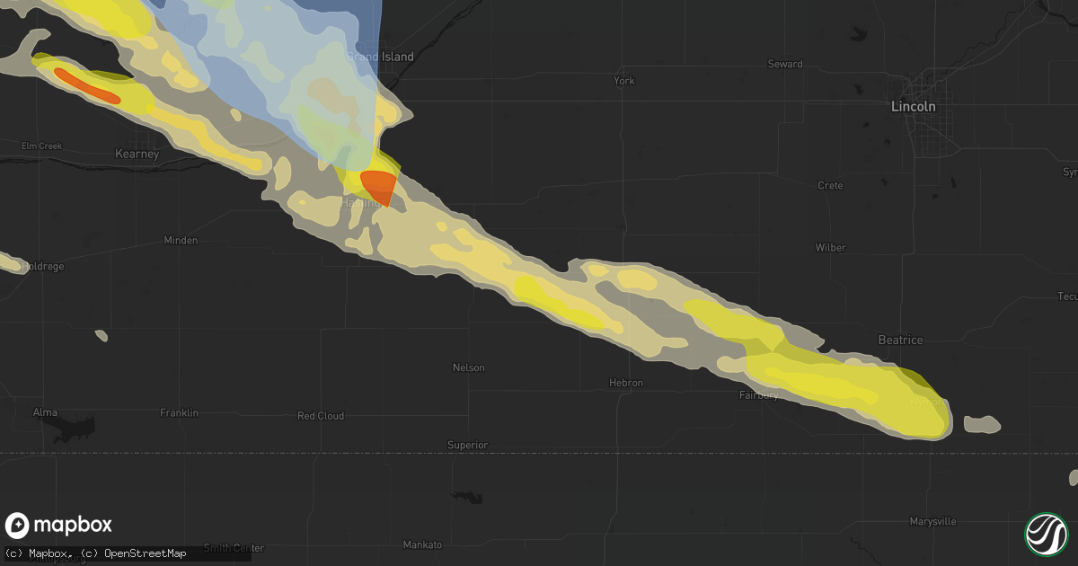Hail map in Ong, NE on June 20, 2026
