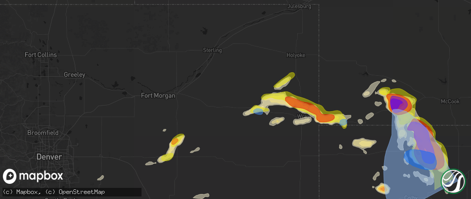 Hail map in Otis, CO on June 20, 2026
