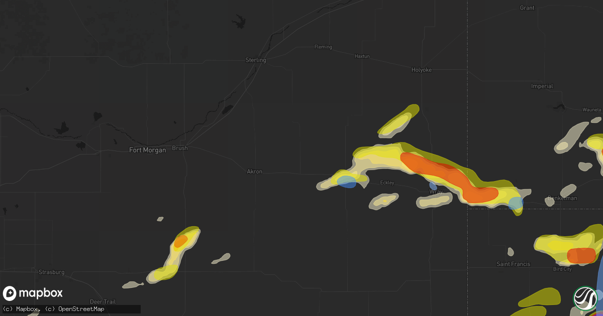 Hail map in Otis, CO on June 20, 2026