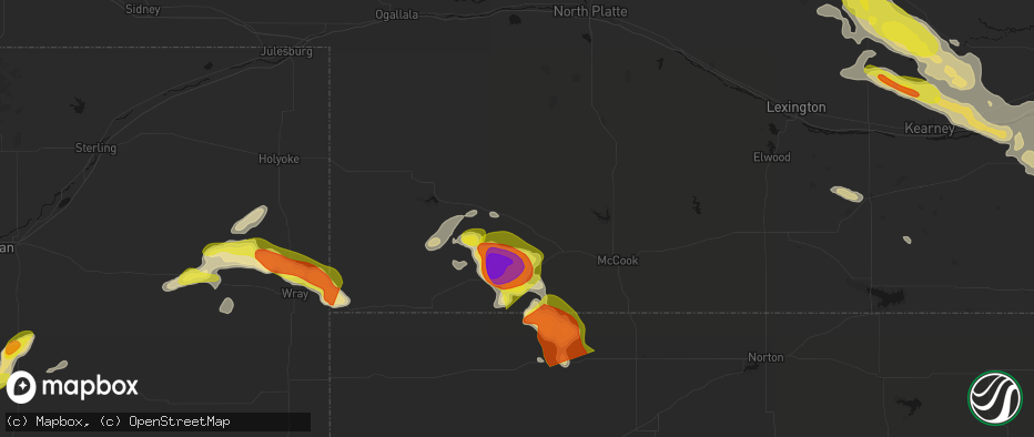 Hail map in Palisade, NE on June 20, 2026
