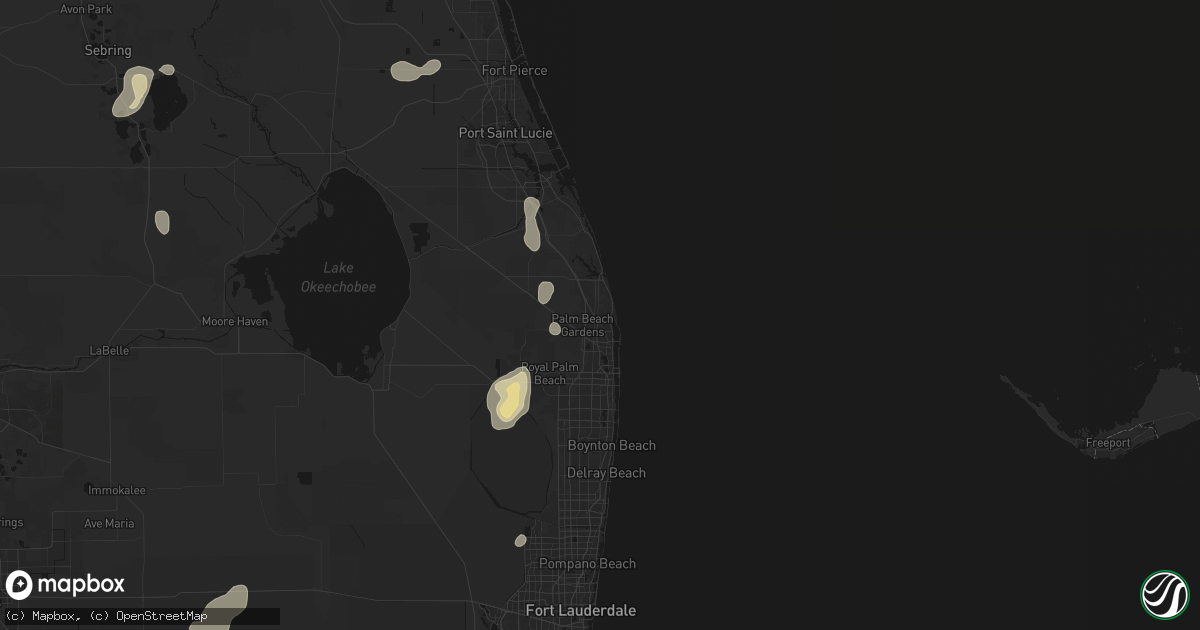 Hail map in Palm Beach Gardens, FL on June 20, 2026