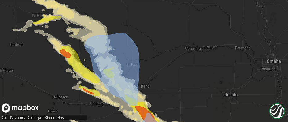 Hail map in Palmer, NE on June 20, 2026