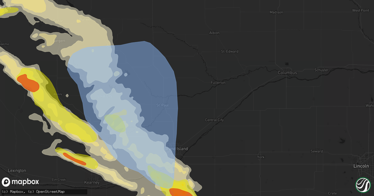 Hail map in Palmer, NE on June 20, 2026