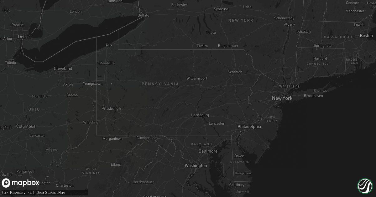 Hail map in Pennsylvania on June 20, 2026