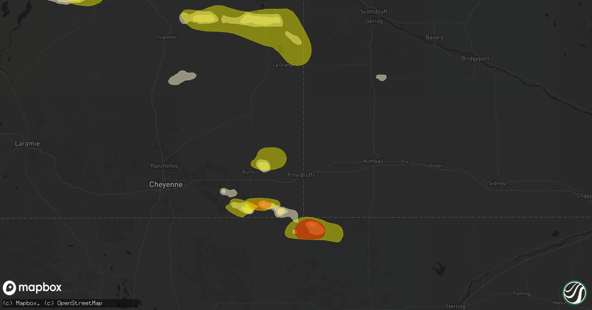 Hail map in Pine Bluffs, WY on June 20, 2026