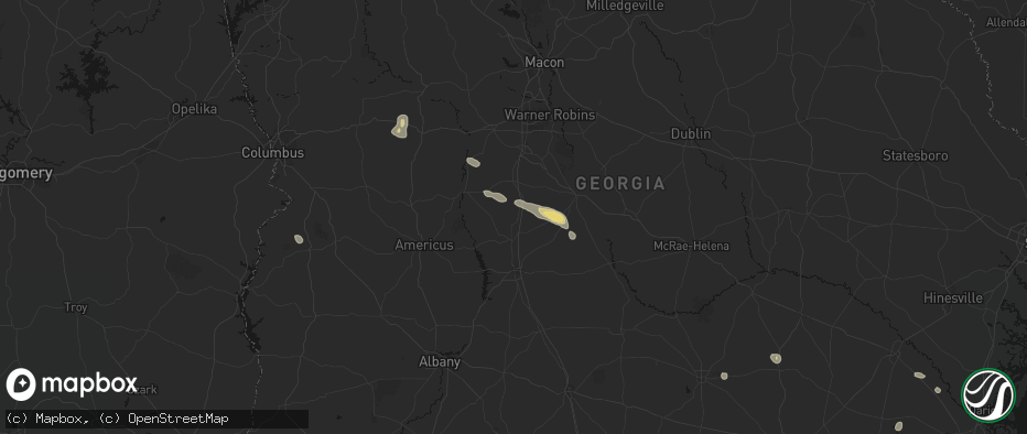 Hail map in Pinehurst, GA on June 20, 2026