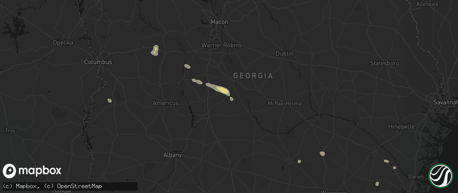 Hail map in Pineview, GA on June 20, 2026