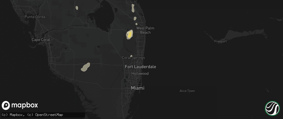 Hail map in Pompano Beach, FL on June 20, 2026