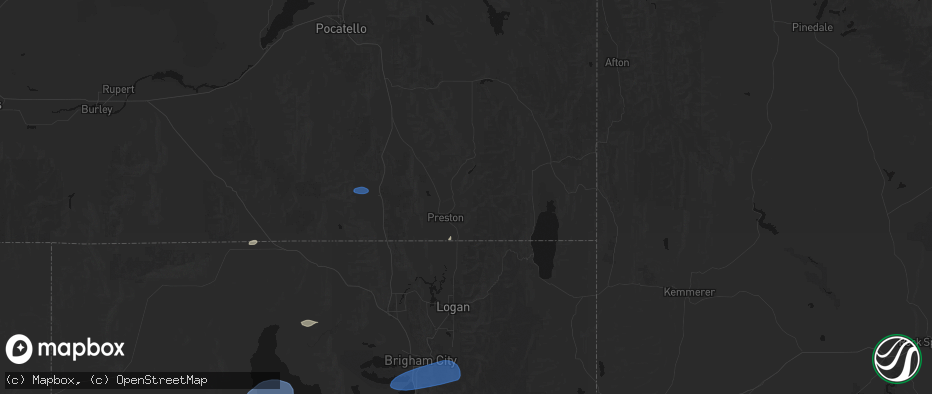 Hail map in Preston, ID on June 20, 2026