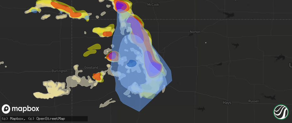 Hail map in Rexford, KS on June 20, 2026