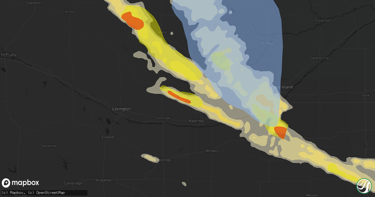 Hail map in Riverdale, NE on June 20, 2026