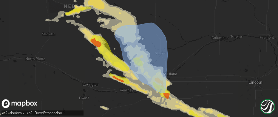 Hail map in Rockville, NE on June 20, 2026