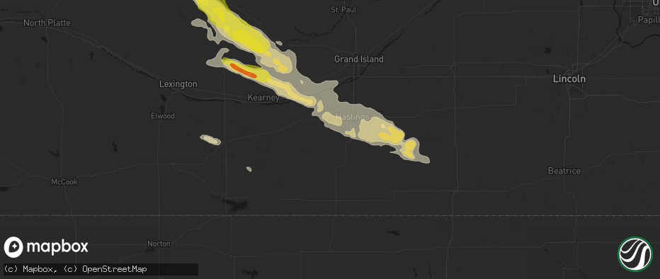 Hail map in Roseland, NE on June 20, 2026