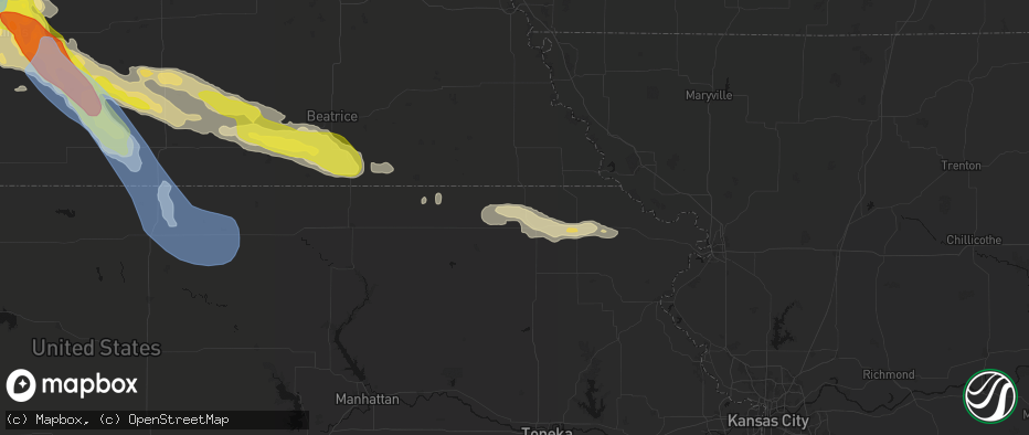 Hail map in Sabetha, KS on June 20, 2026