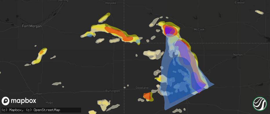 Hail map in Saint Francis, KS on June 20, 2026