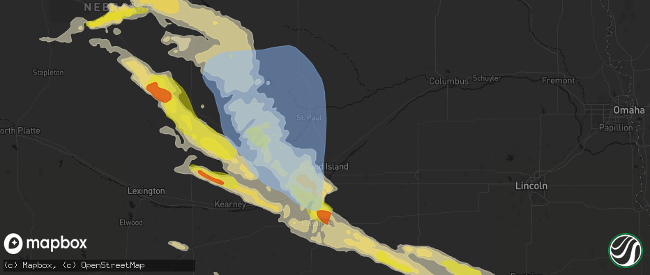 Hail map in Saint Libory, NE on June 20, 2026