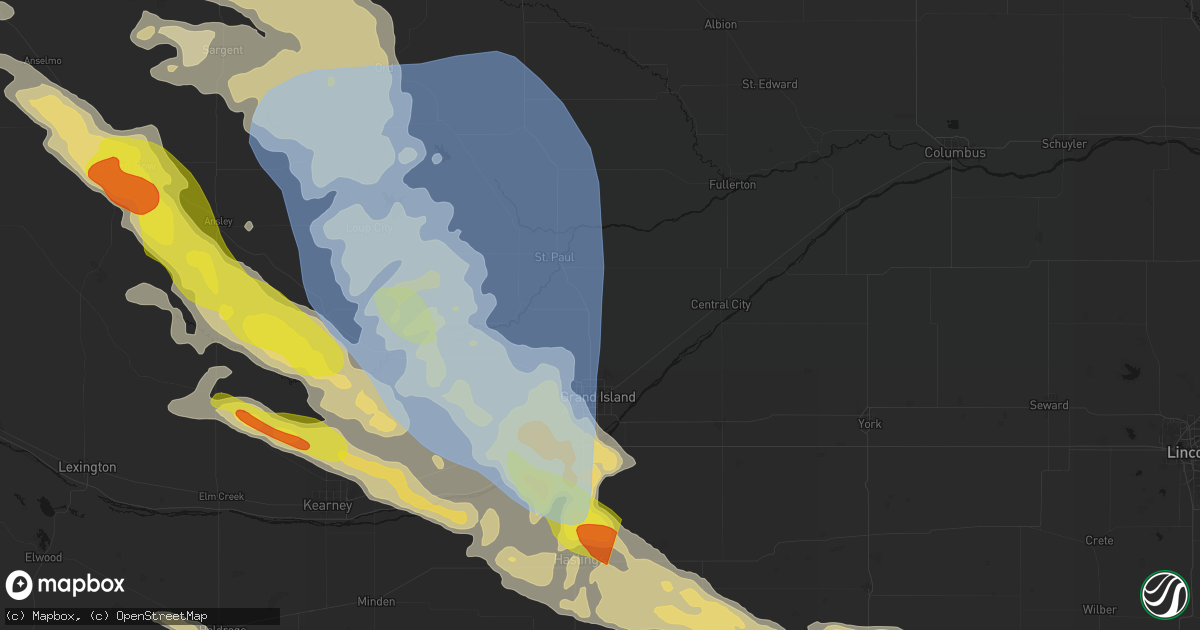 Hail map in Saint Libory, NE on June 20, 2026