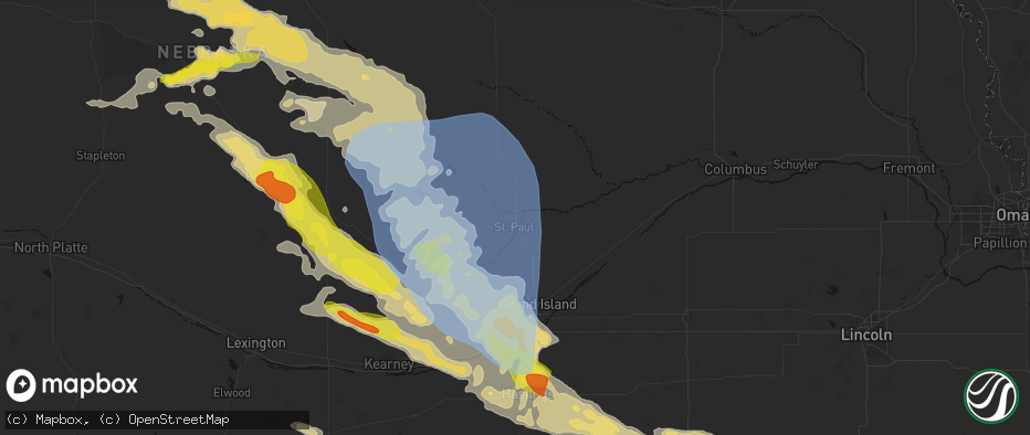 Hail map in Saint Paul, NE on June 20, 2026
