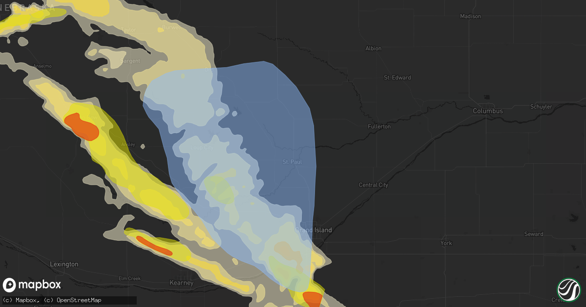 Hail map in Saint Paul, NE on June 20, 2026