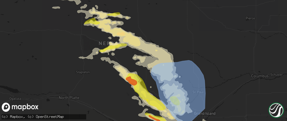 Hail map in Sargent, NE on June 20, 2026