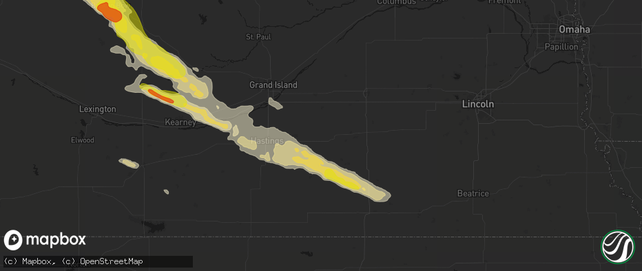 Hail map in Saronville, NE on June 20, 2026