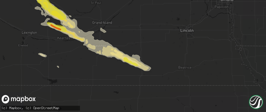 Hail map in Shickley, NE on June 20, 2026