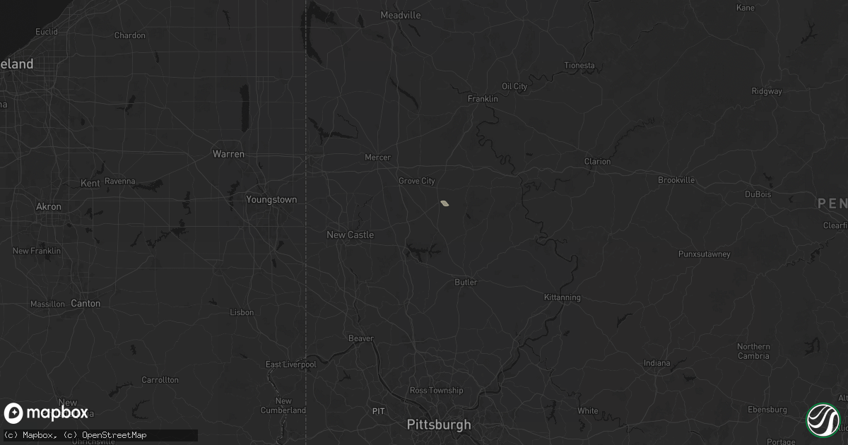 Hail map in Slippery Rock, PA on June 20, 2026