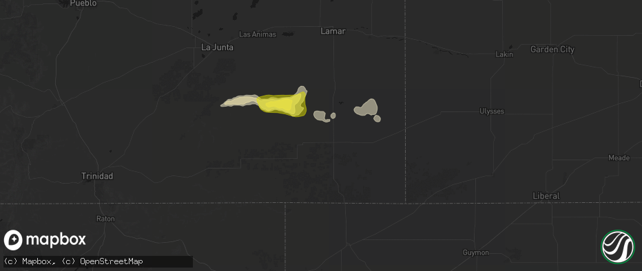 Hail map in Springfield, CO on June 20, 2026