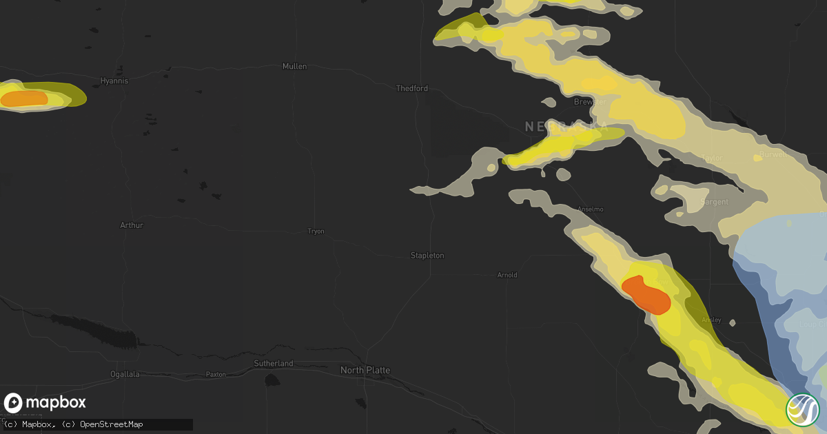 Hail map in Stapleton, NE on June 20, 2026