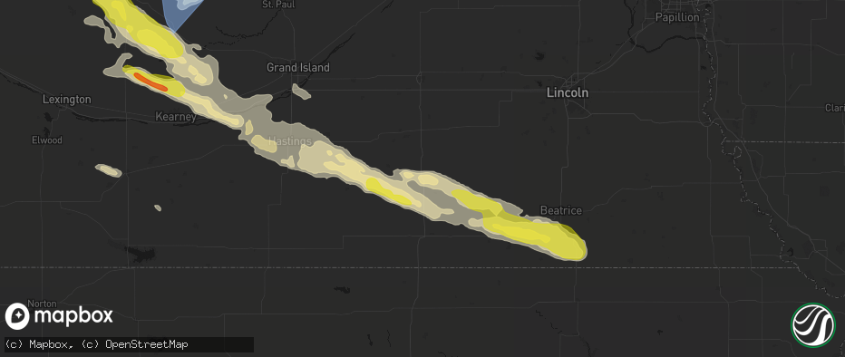 Hail map in Strang, NE on June 20, 2026