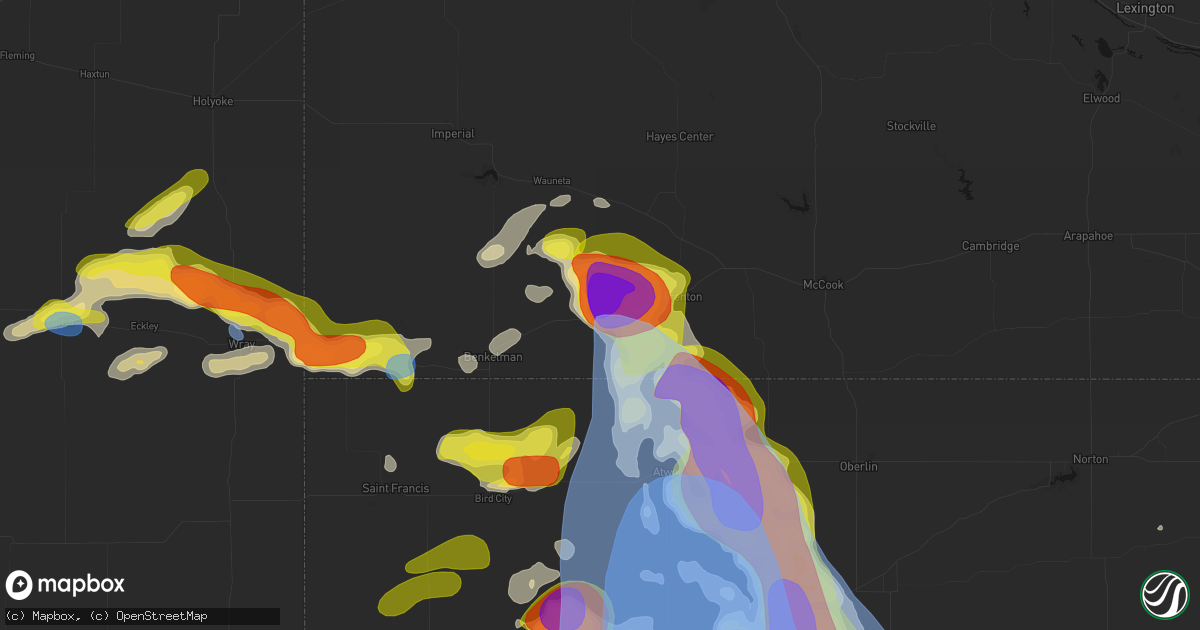 Hail map in Stratton, NE on June 20, 2026
