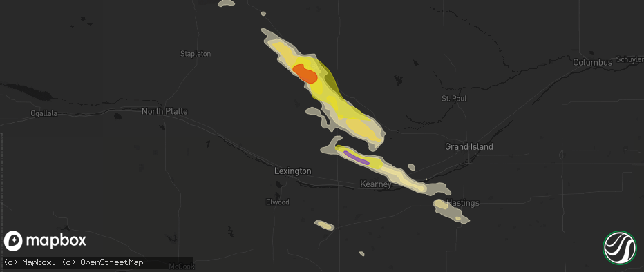 Hail map in Sumner, NE on June 20, 2026