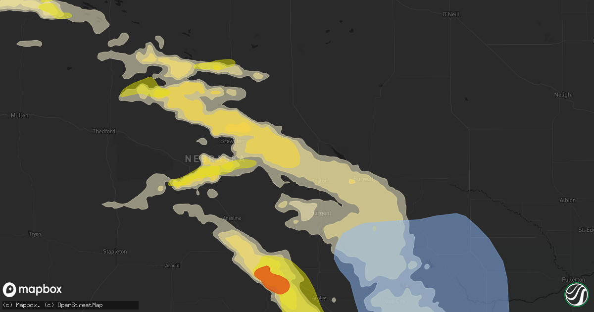 Hail map in Taylor, NE on June 20, 2026