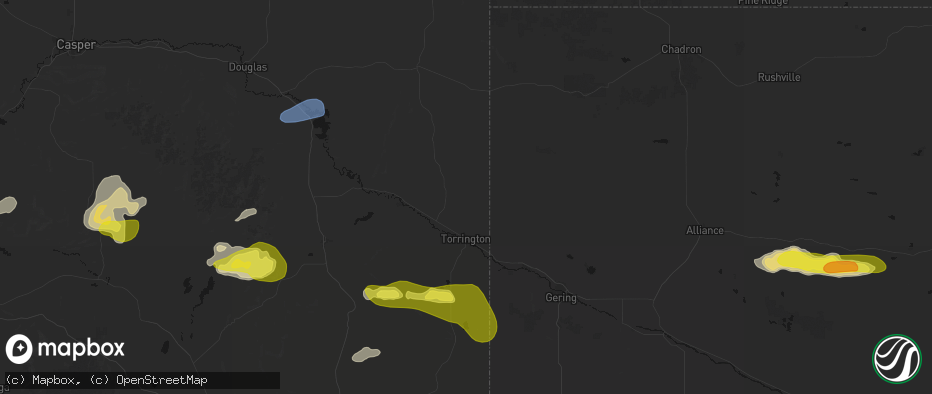 Hail map in Torrington, WY on June 20, 2026