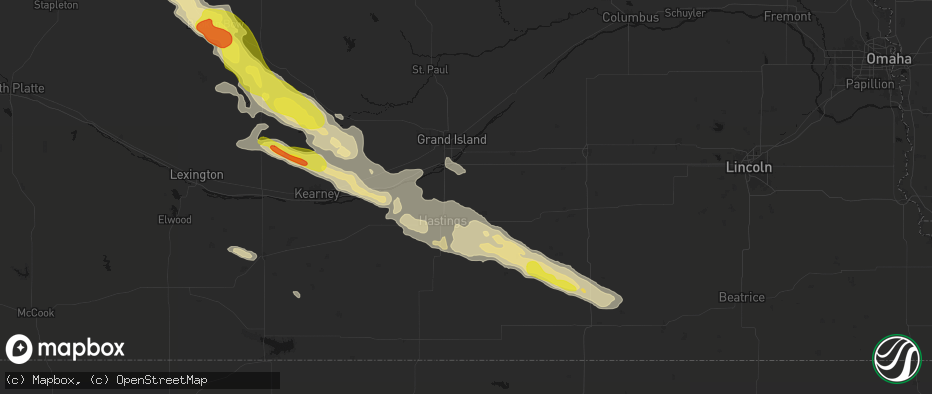 Hail map in Trumbull, NE on June 20, 2026