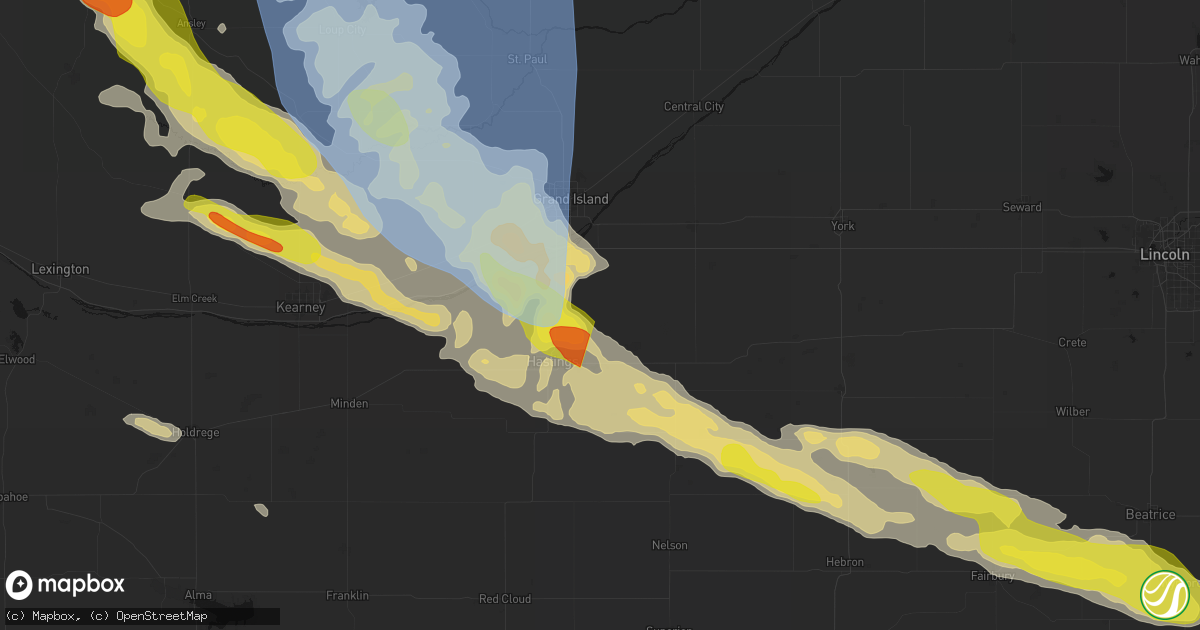 Hail map in Trumbull, NE on June 20, 2026
