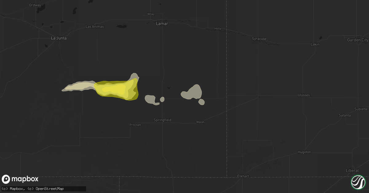 Hail map in Two Buttes, CO on June 20, 2026