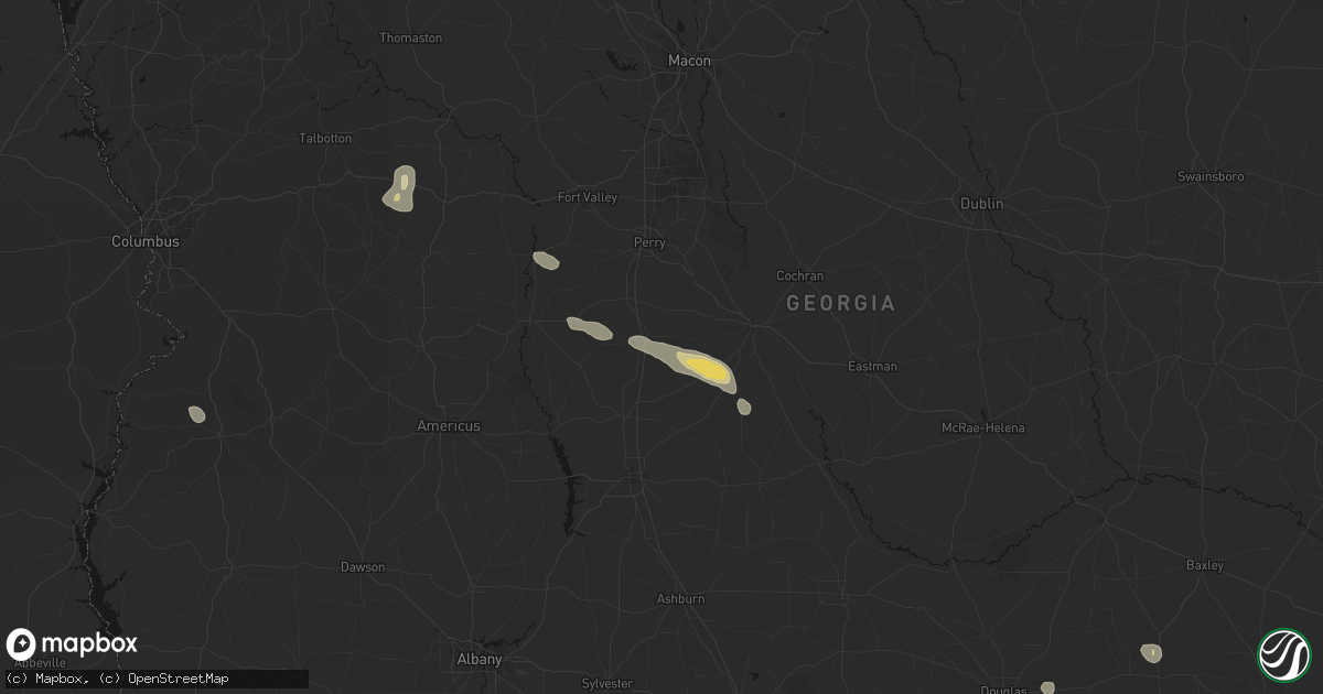 Hail map in Unadilla, GA on June 20, 2026